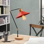 Opviq Manavgat - N-606 Lámpara de mesa roja con base de madera